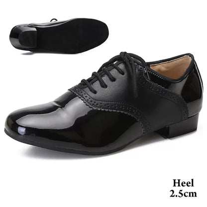 Men Latin Dance Shoes For Rumba Waltz Ballroom Party Salsa Tango Modern Dance Shoes Patent/Matte Leather Boy's Dance Sneaker
