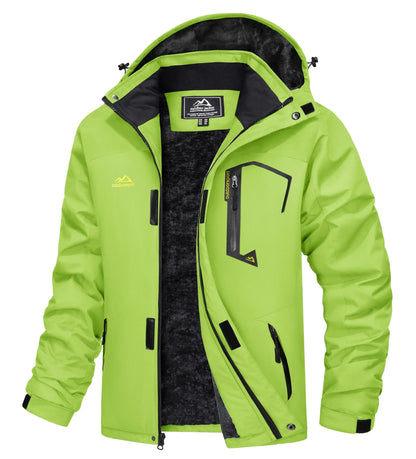 Men's Water-Resistant Ski Jacket Winter Fleece Lined Snow Coat Warm Windproof Outdoor Jacket
