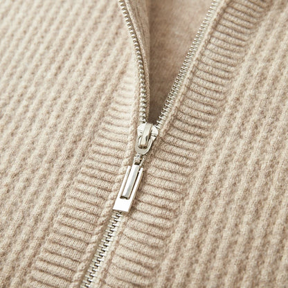 New Men's Thick Zipper Hoodie Cardigan100% Merino Wool Knitted Sweater Casual Loose Autumn/Winter Warm Hoodie Long Sleeve Jacket