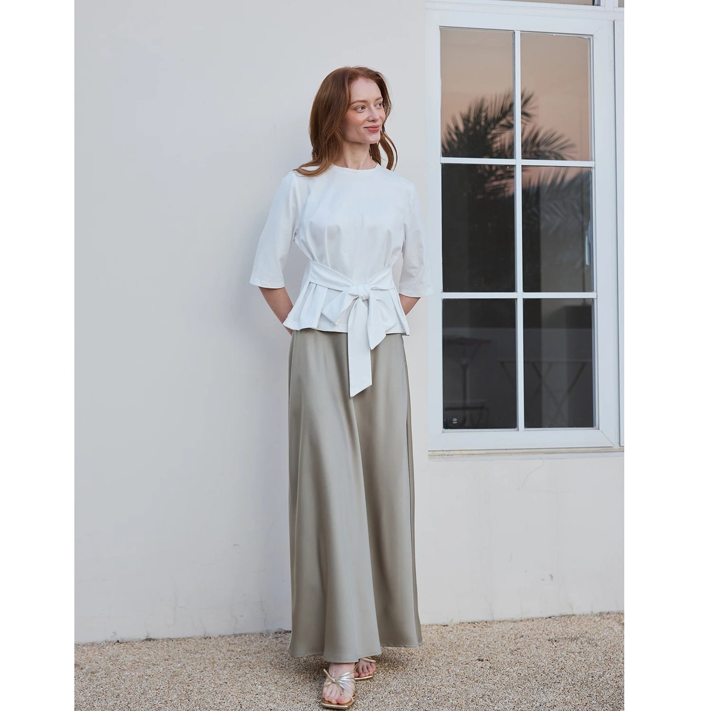 AP 2026 Spring and Summer Women Satin Skirt Solid Color High Quality