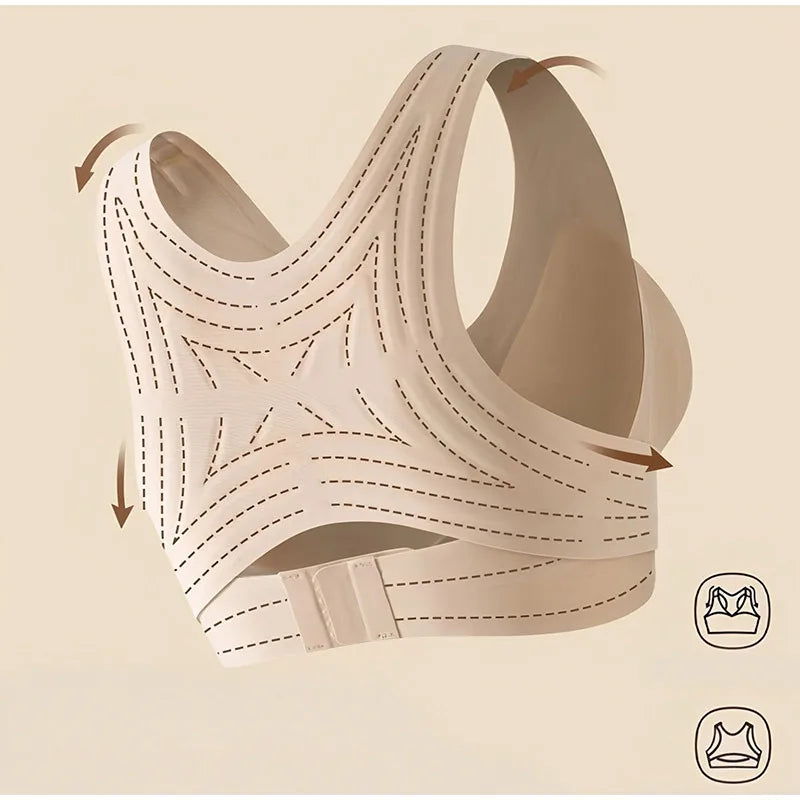 Front Cross Seamless Wireless Full Coverage Support Bra Posture Corrector Soft Gather Shape Woman Underwear Sport Sexy Lingerie