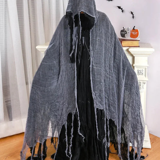 Scary Halloween Hooded Cloak Medieval Renaissance Wizard Cloak Horror Grim Reaper