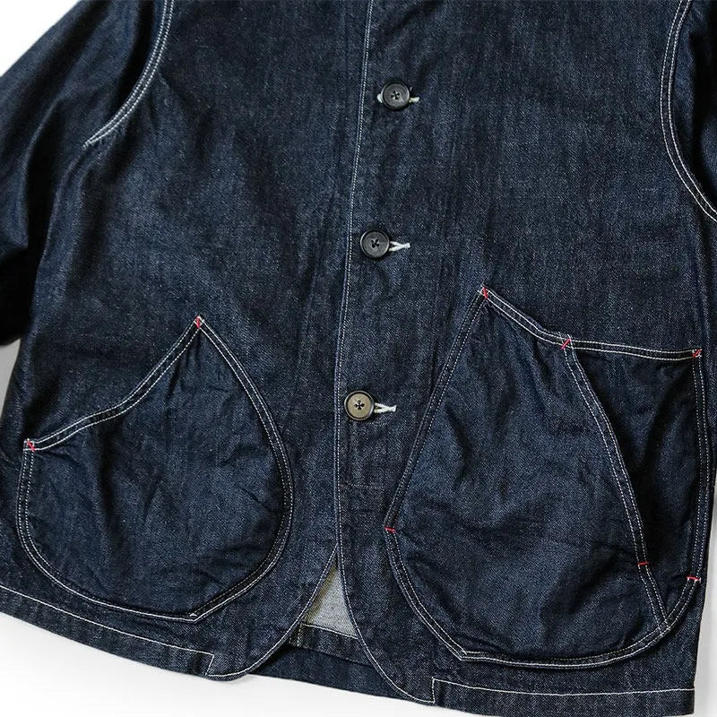 KAPITAL 24 Hirata Kazuhiro Style Japanese Taoist Robe Washed Blue Denim Jacket New Arrival