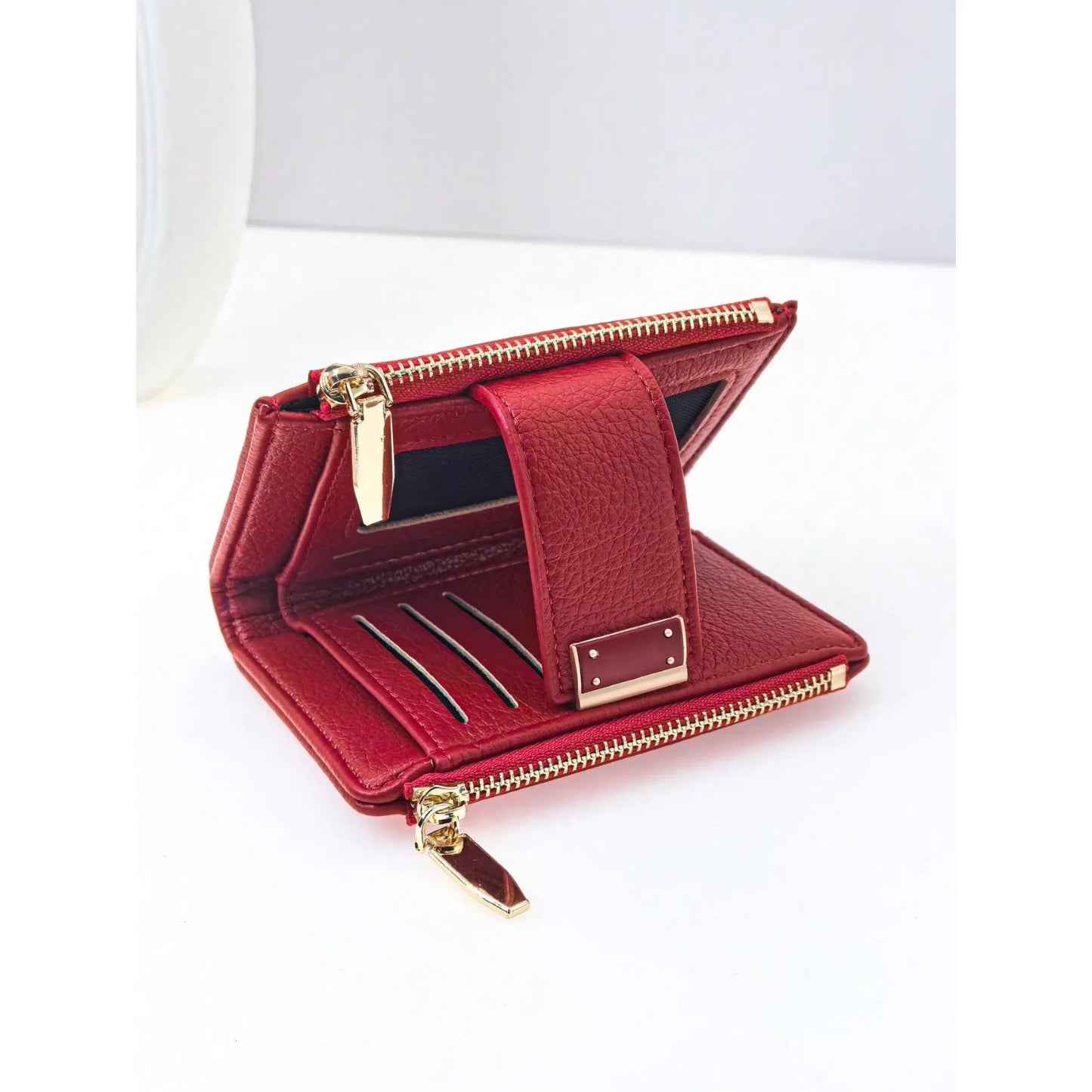 New Women Short Wallet Delicate Soft PU Bifold Zipper Coin Card Holder Minimalist & Lightweight Design Wallet For Cards Card