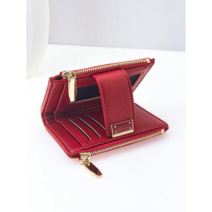 New Women Short Wallet Delicate Soft PU Bifold Zipper Coin Card Holder Minimalist & Lightweight Design Wallet For Cards Card