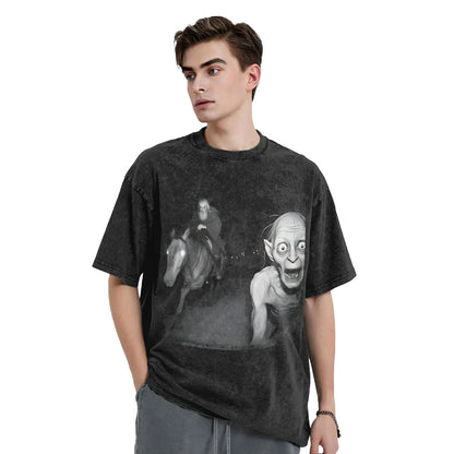 Gollum Lords Rings Funny Meme T Shirts Hip Hop Washed Short Sleeve Harajuku T-Shirt Casual for Men Women Streetwear Printed Tees