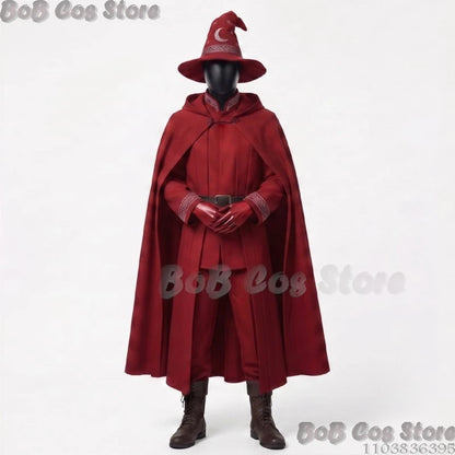 Star and Moon Magic Magician Cosplay Costume Magic Robe 3 Colours Black Gray Red Long Robe Big Hat Halloween S-2XL Clothes Cos