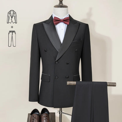 High Quality Wedding Groom Dress Men's Evening Gown Slim Fit Leisure Suit Blazers Elegant Man Suit