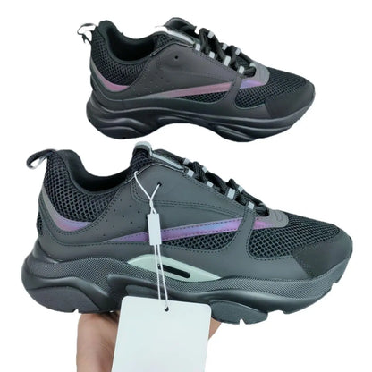 Men's Sport Shoes High Version B22 Cowhide Lightweight Breathable Mesh Contrast Color Laces Reflective Comfortable Unisex
