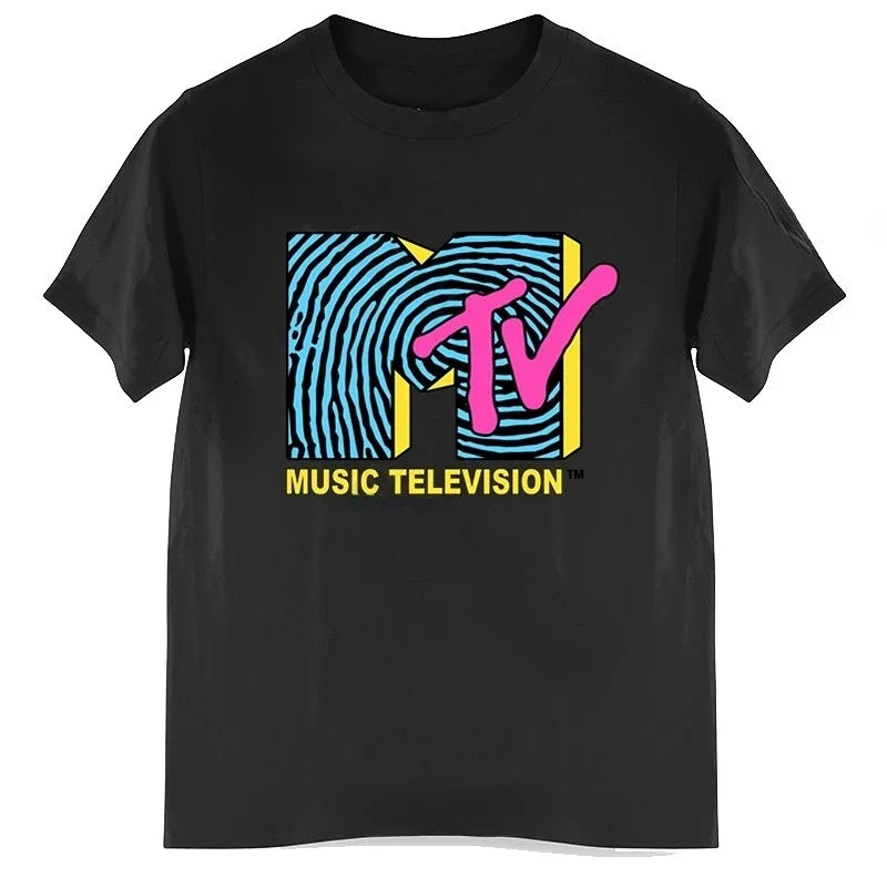 Men Clothing Retro T Shirt Vintage Rock Hip Hop Tv T Shirt Summer Unisex Casual Tshirt Mtv Music Television Graphic Tshirts Tees