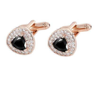 Men Luxury Vintage Metal Cufflinks Zircon Cuffs French Square Buckle Shirt Crystal Copper Cuffs