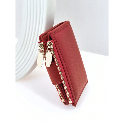 New Women Short Wallet Delicate Soft PU Bifold Zipper Coin Card Holder Minimalist & Lightweight Design Wallet For Cards Card