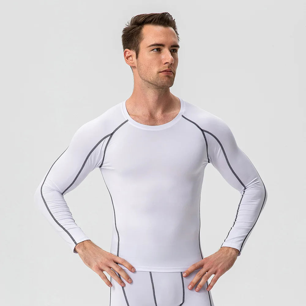 Men's Compression Shirt Long Sleeve Sports Workout T-Shirts Sport Quick Dry Fitness Running Tops Gym Sports Tights