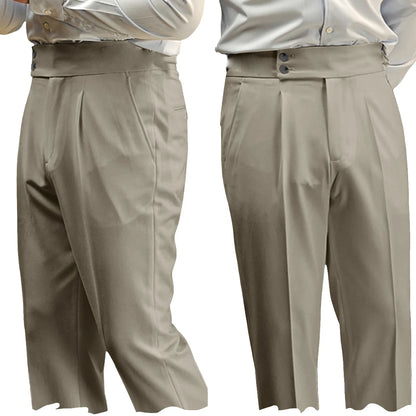 New Casual Solid Color Suit Trousers Men Spring Trendy Belt High Waist Pants Male Business Office Fashion Pleated Straight Pants