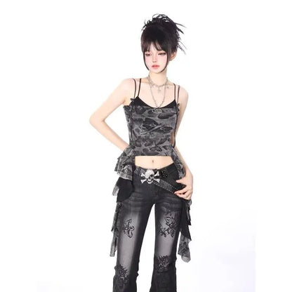 Flared Jeans for Woman Jorts Jeans Pants Women Shoujo Girl Style Women's Spring Clothes Coquette Jean Baggy Y2k Clothing Denim