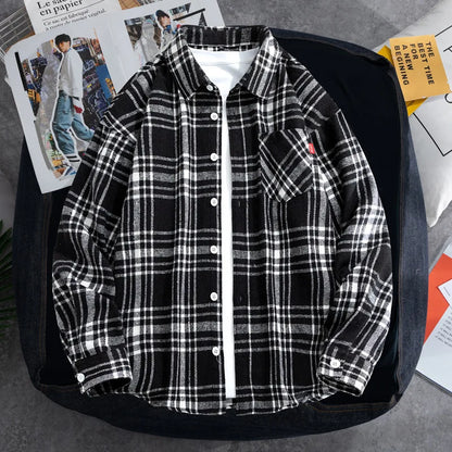 Big Size 9XL Men Flannel Plaid Shirts Long Sleeve Oversize Tops Male Loose Autumn Winter 69% Cotton Streetwear Plus Large Casual