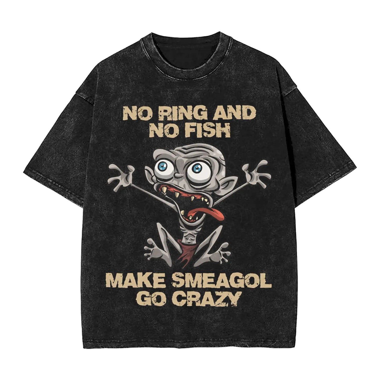 Gollum Lords Rings Funny Meme T Shirts Hip Hop Washed Short Sleeve Harajuku T-Shirt Casual for Men Women Streetwear Printed Tees