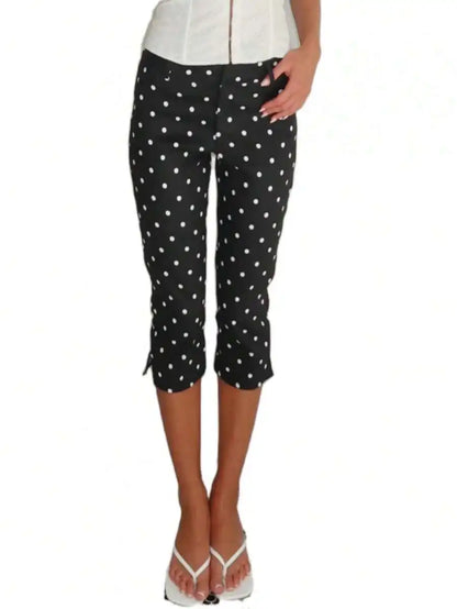 Women Side Slit Capri Pants Stretchy Slim Fit Capris Yoga Leggings
