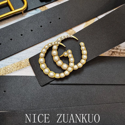 Women's Genuine Leather Belt, 26SS Italian High-end Women's Belt, with Large Logo, Fashionable and Versatile Ultra-wide Belt, 7 Cm Trendy Personalized Design,