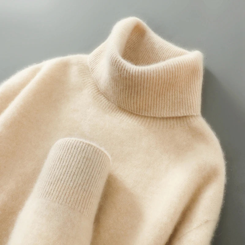 100% Wool High Neck Sweater with Pullover for Men, Autumn and Winter Warm and Full Sleeved Hot Selling New Knitted Base Sweater