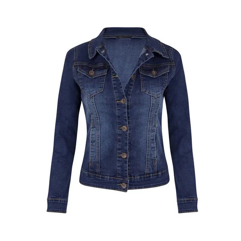 2024 New Short Denim Jackets Women autumn Wash Long Sleeve Vintage Casual Jean Jacket Bomber Denim Coat ladies jacket outerwear