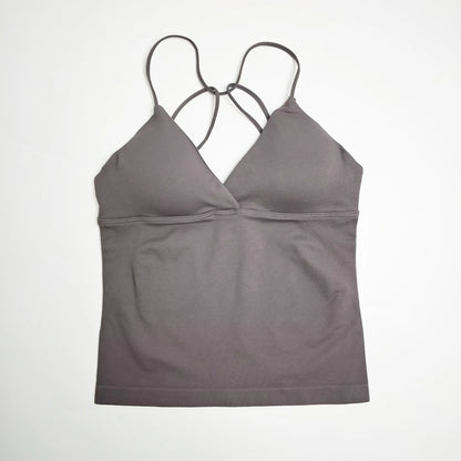 NCLAGEN Vision Twist Front Longline Top Women's Seamless Thin Straps Yoga Gym Workout Vest Running Tank Tops Fitness Clothing