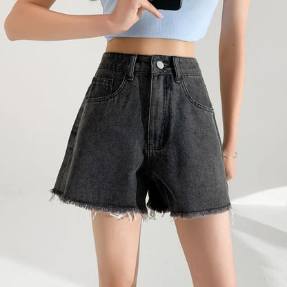 Summer Hot Sale Girls Classic Designer Solid Jeans Lady Fashion High Waist Denim Shorts Female Chic Ripped Short Pants