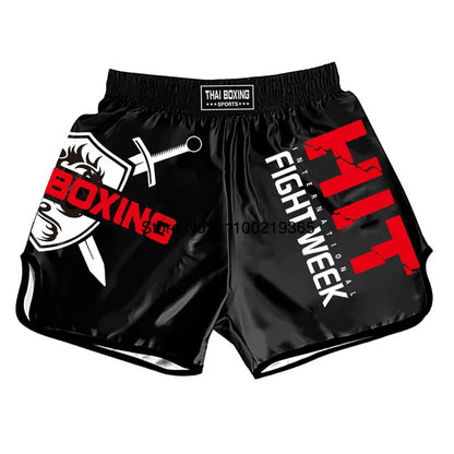 Muay Thai Fight Kickboxing Shorts Fitness Men Women Kids Boxing Shorts Embroidery Thailand Gym Training Black MMA Jujitsu Pants