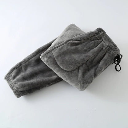 Thickened Flannel Sleep Pants Men's Winter Loose Large Size High Waist Straight Leg Cuffed Fleece Mid-Aged Coral Velvet Home ...