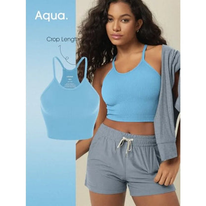 ODODOS Women's 3Pack Seamless RibKnit Camisole Tank Tops