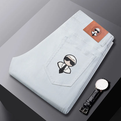 Fashion Men Jeans Stretch Straight Leg Casual Slim Fit Denim Pants Male Brand Luxury Design