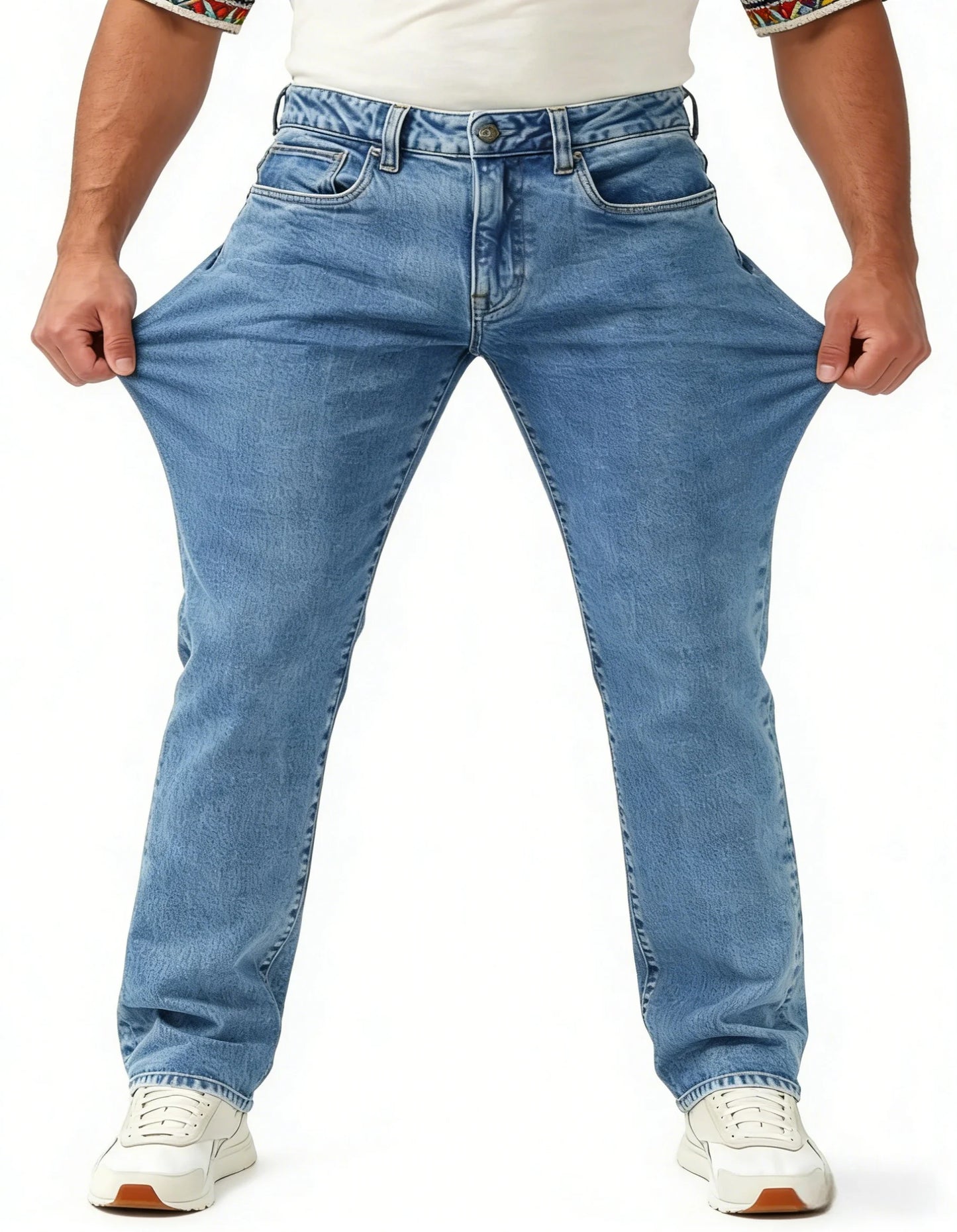 Classic Straight Fit Vintage Blue Denim Jeans