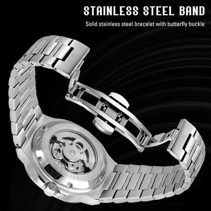 2026 High-end Luxury SKROX Square Man Watch Sapphire Stainless Steel Skeleton Moon Phase Classic Automatic Movement Male Watches