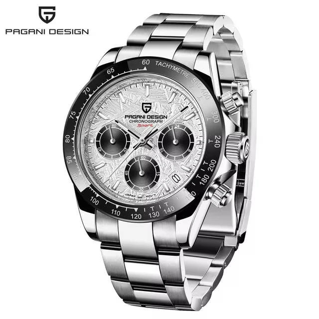 PAGANI DESIGN PD1644 Men's VK63 Quartz Chronograph Watch Sapphire Glass Stainless Steel 100M Waterproof Sport Wristwatch