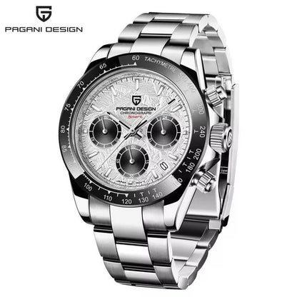 PAGANI DESIGN PD1644 Men's VK63 Quartz Chronograph Watch Sapphire Glass Stainless Steel 100M Waterproof Sport Wristwatch