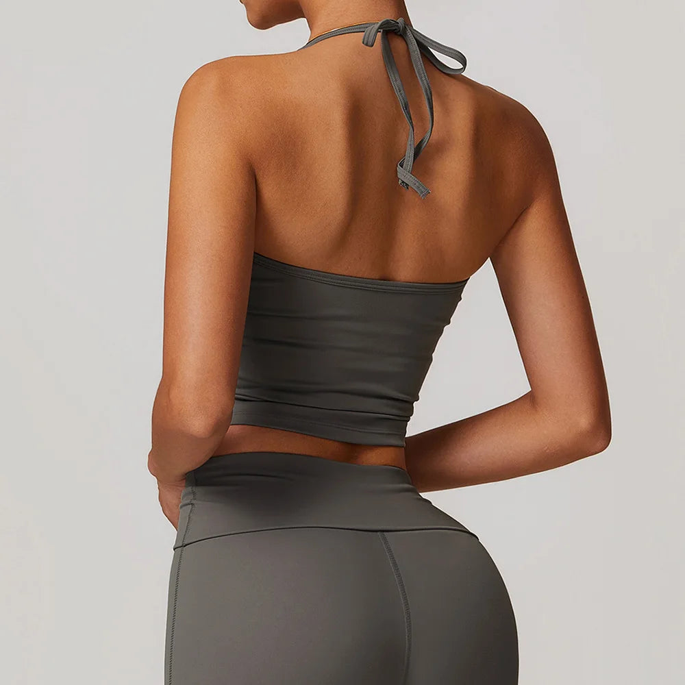 Sports Bra Women Halter Top High Support Push-up Open Back Gym Wear Sexy Fitness Tops Yoga Bra Female Running Workout Underwear
