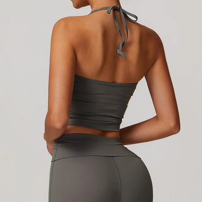 Sports Bra Women Halter Top High Support Push-up Open Back Gym Wear Sexy Fitness Tops Yoga Bra Female Running Workout Underwear