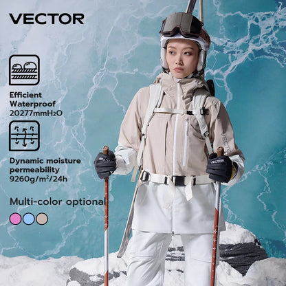 VECTOR Man and Woman Open Skiing Jacket with High Pressure Waterproof and Wear Resistant Full Pressure Adhesive Snowboard