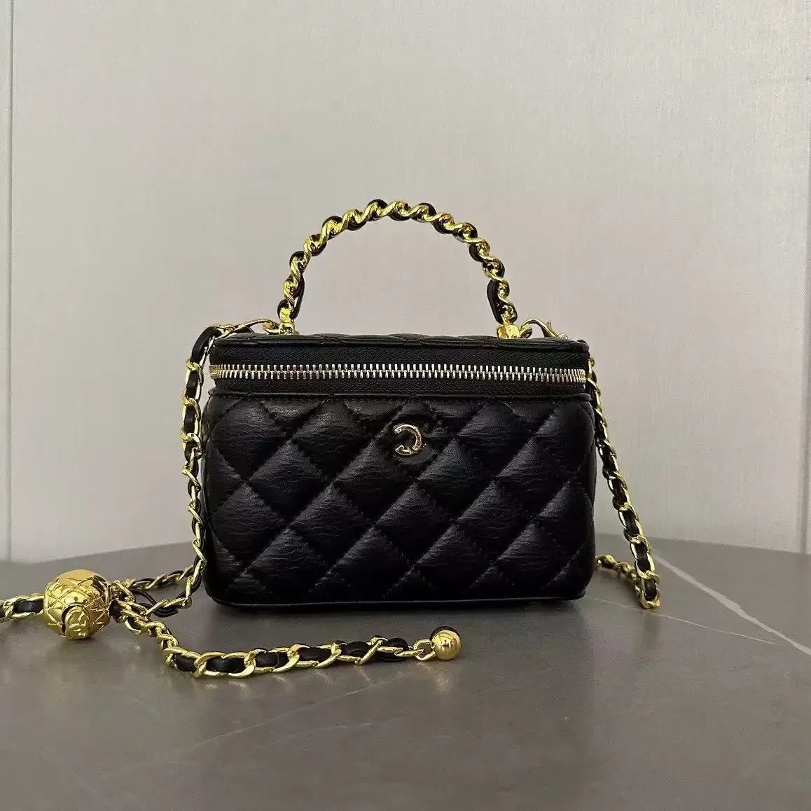 Channeled Bag Women designer makeup bag High Quality Sheepskin Diamond Lattice Handle Vanity Box Tote Bags Crossbody Shoulder Co