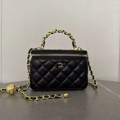 Channeled Bag Women designer makeup bag High Quality Sheepskin Diamond Lattice Handle Vanity Box Tote Bags Crossbody Shoulder Co
