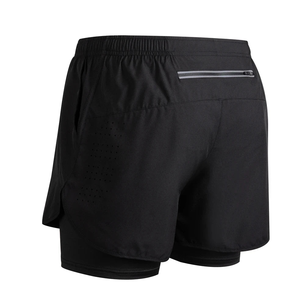 Summer Men's Reflective Running Shorts Fitness Quick Drying Double-Layer Shorts Men's Exercise Training Bodybuilding Shorts