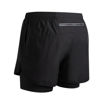 Summer Men's Reflective Running Shorts Fitness Quick Drying Double-Layer Shorts Men's Exercise Training Bodybuilding Shorts