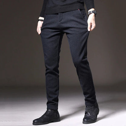 Men's Straight Leg Long Daily Pants Casual Straight Slim Fit Narrow Leg Trousers Stylish Male Suit Work Fashion Blue Gray Pants