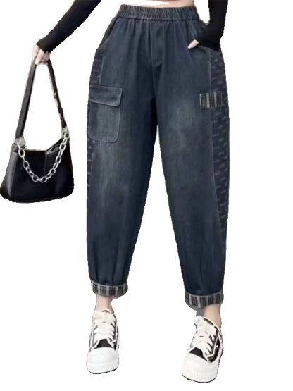 Loose Casual Harlan Jeans Women's High Waist Large Size Mom's Dad's Pants Autumn New Style Comfortable Stretch Denim Skinnies