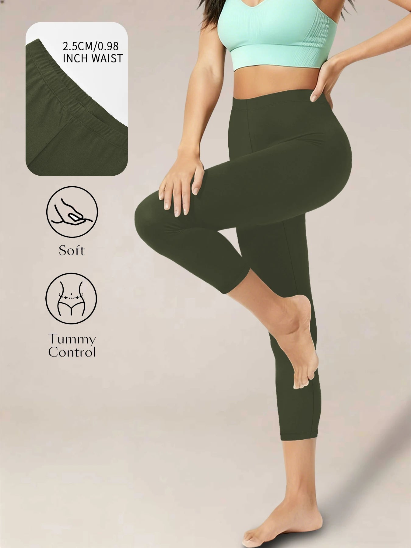 Super Soft Yoga Running Pants Women Capri Leggings No See Through Athletic Workout Home Casual Leggings