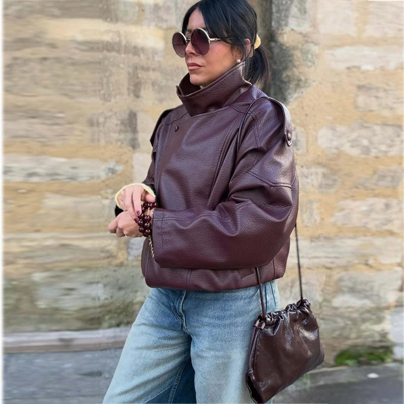MUJER Faux Leather Jackets for Women Oversize Women's Bomber Jacket Fashion Winter Womens Coats Outerwears Demi-season Jackets