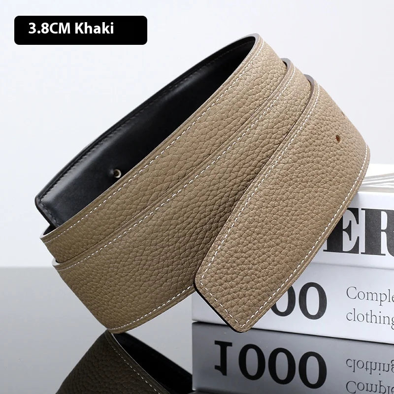 Luxury Belt Ultra-Thin Pointed Belt Headless Men And Women First Layer Cowhide H Buckle Replacement Belt Buckleless 3.2/3.8cm