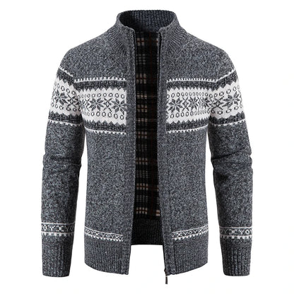 Winter Men's Fleece Cardigan Christmas Knit Sweater Coat Business Casual Jacket High Quality Male Wool Cashmere Clothing