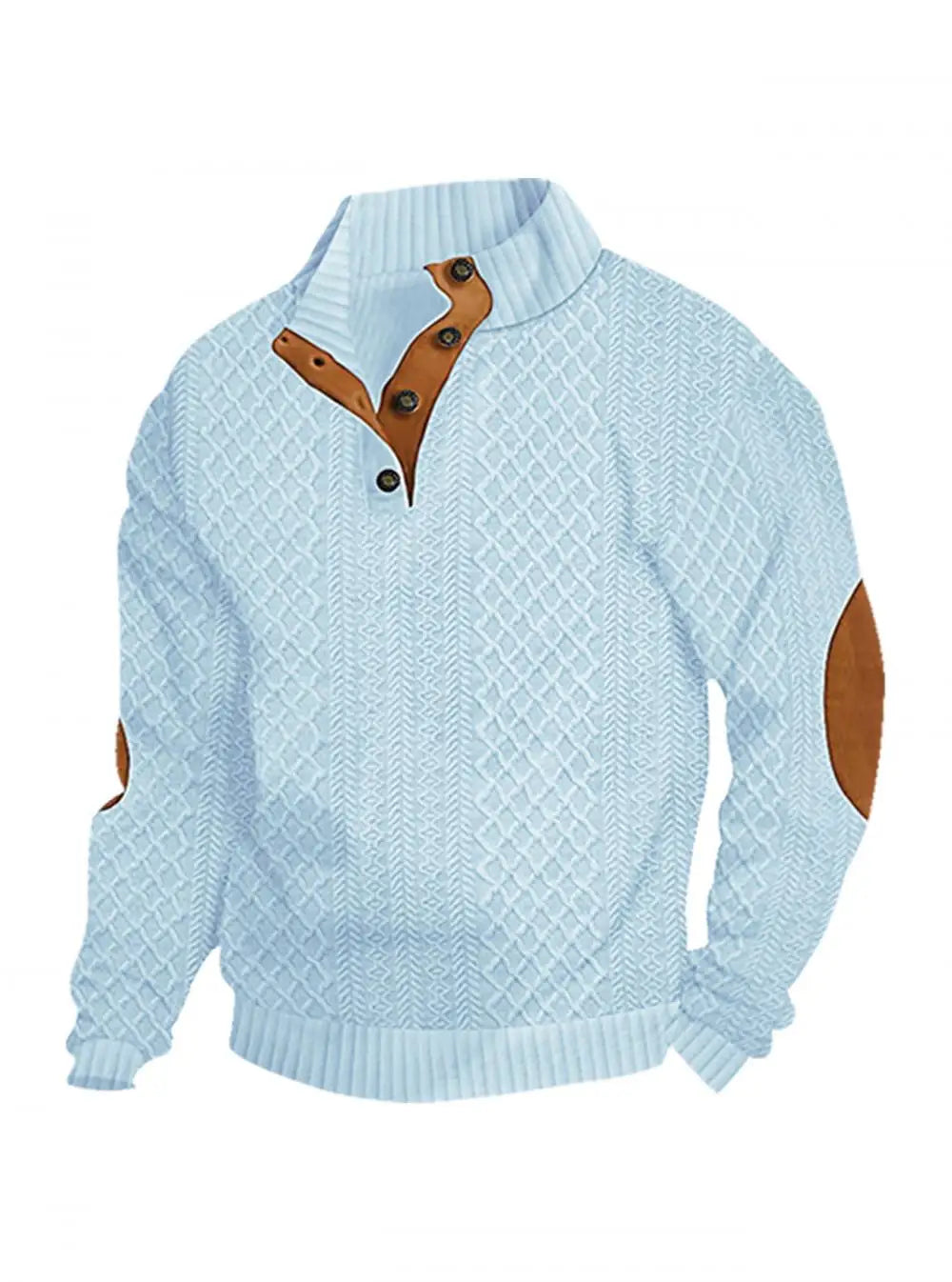 2026 Men's Spring and Autumn Hot Selling Fashionable Men's Casual Standing Collar Long Sleeved Jacquard Lapel Pullover Sweater
