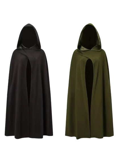 New Halloween Costume Cloak, Fleece Hooded Halloween Cape, Retro Asymmetrical Design Role Play Coat,